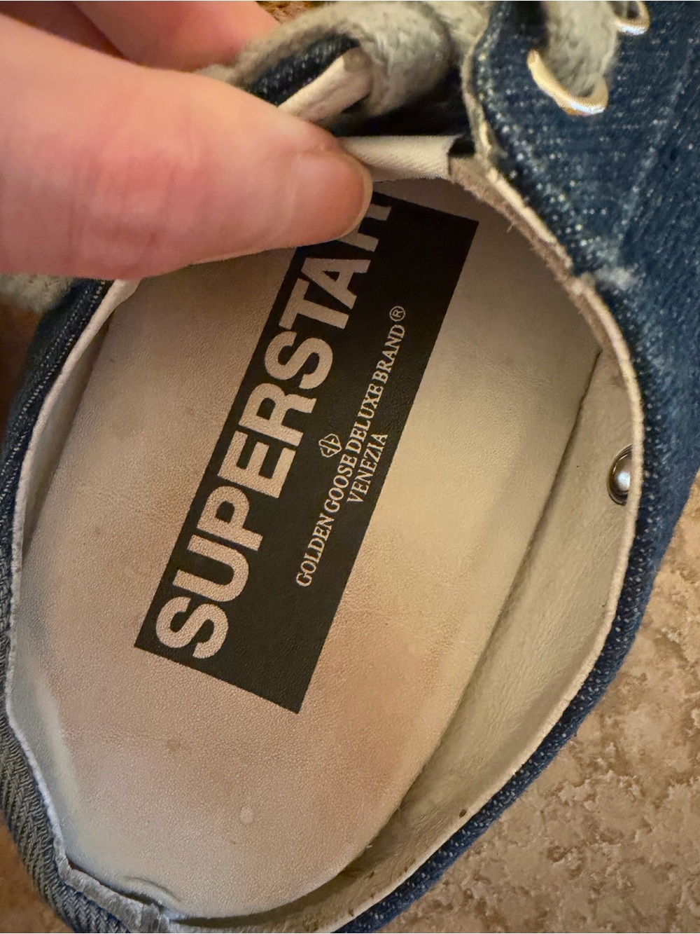 Golden Goose Super-Star Denim Sneakers with Leopard Star – Size 40 - Picture 3 of 4